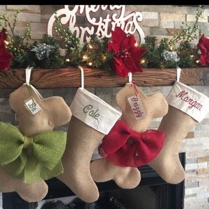 Burlap Dog Bone Christmas Stocking